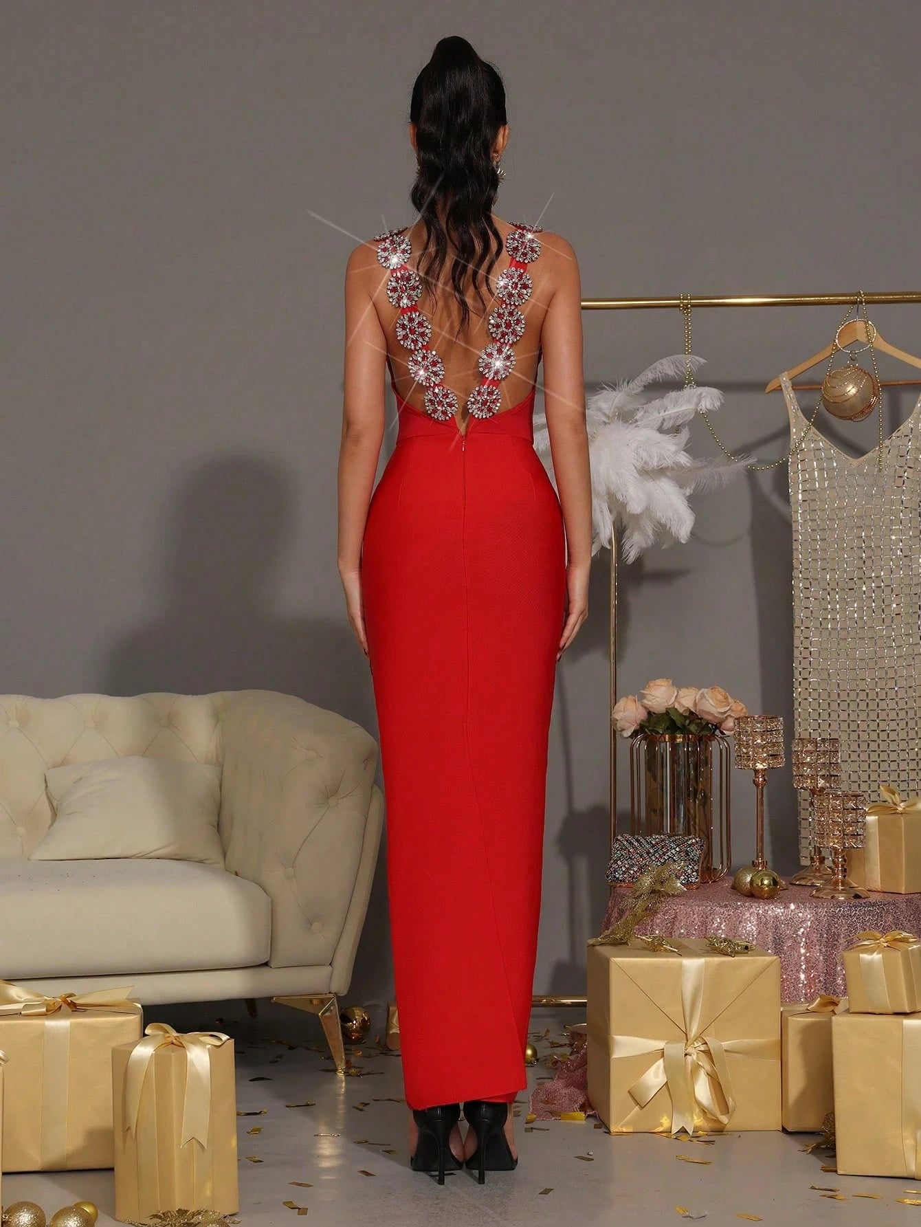 VESTIDO LARGO SANGRE