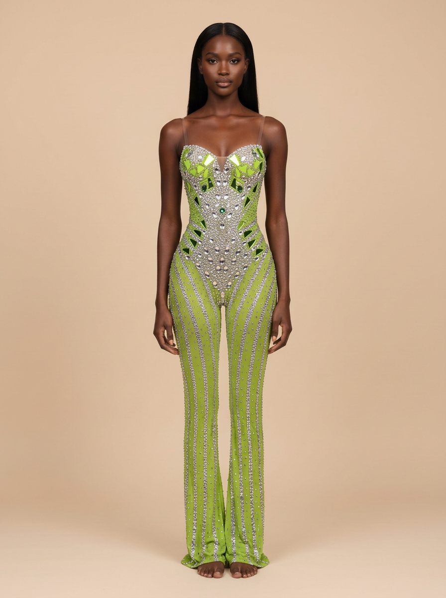 Estrella – Mono de malla transparente con pedrería – Lentejuelas Couture